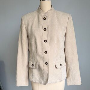 Dressbarn Beige Faux Suede Button Front Jacket SZM